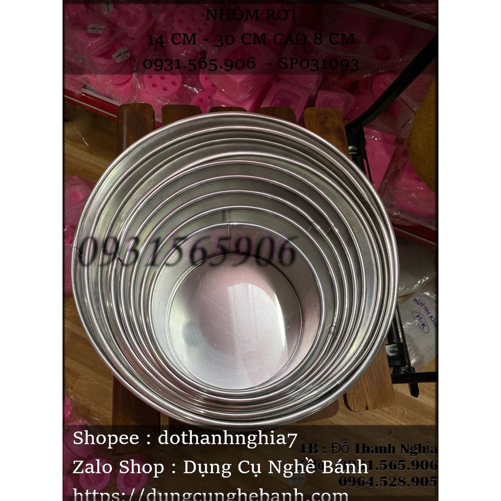 Khuôn Nhôm - Hình Tròn Cao 8 Cm - Đế Rời 14 - 30 Cm