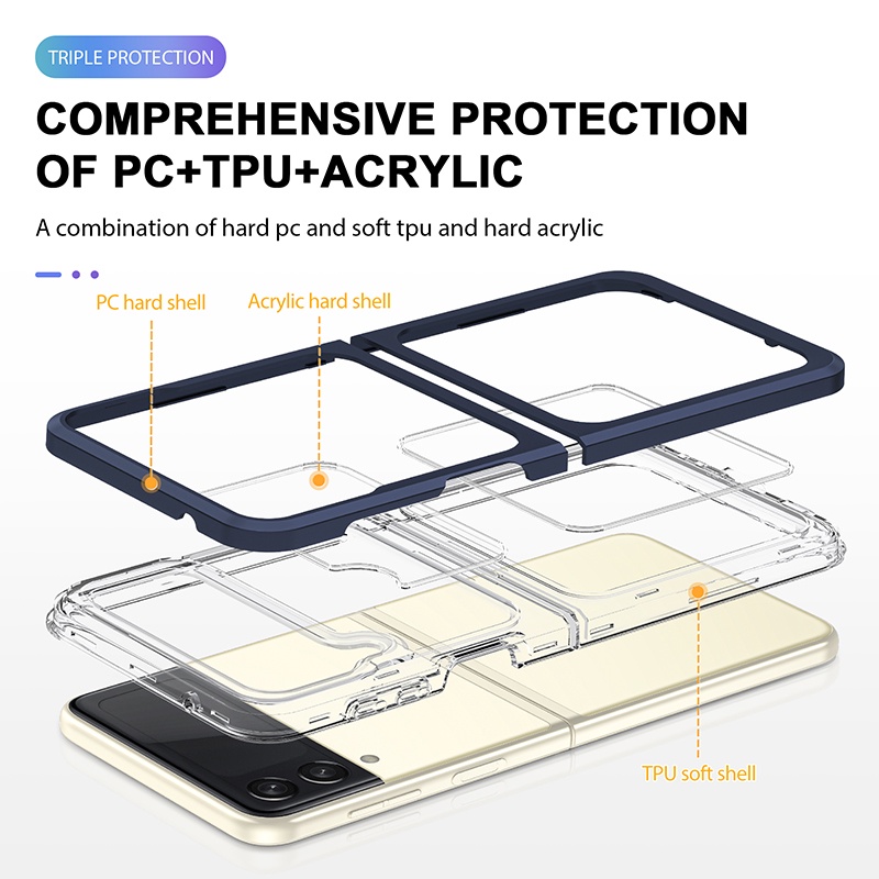 Bao Da Điện Thoại Nắp Gập Bằng acrylic Trong Suốt Chống Sốc Cho samsung galaxy z flip 5 4 3 z flip 4 Ốp