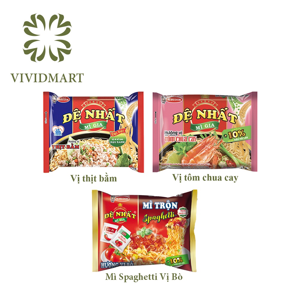 MÌ ĐỆ NHẤT VỊ THỊT BẰM, TÔM CHUA CAY, MÌ TRỘN SPAGHETTI - GÓI 82g-98g - ACECOOK