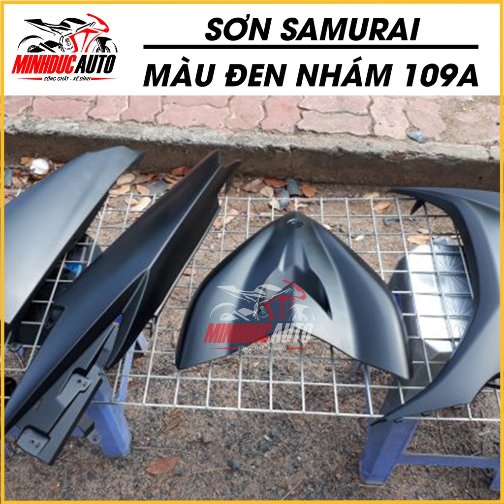 Sơn samurai đen nhám 109A - dạng chai sơn xịt 400ml chuyên dụng cho sơn xe máy, ô tô