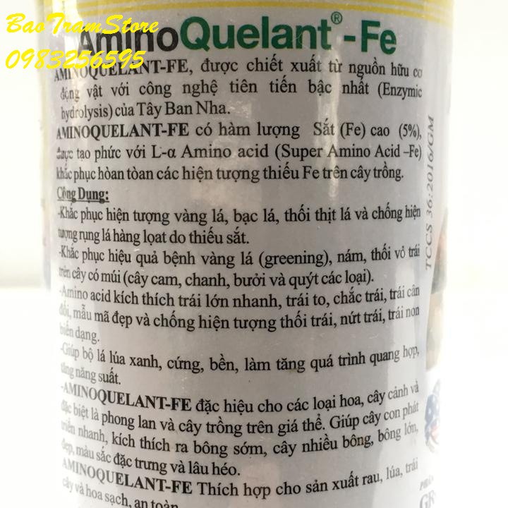 Phân bón lá cao cấp amino Quelant Fe bổ sung sắt chai 100ml