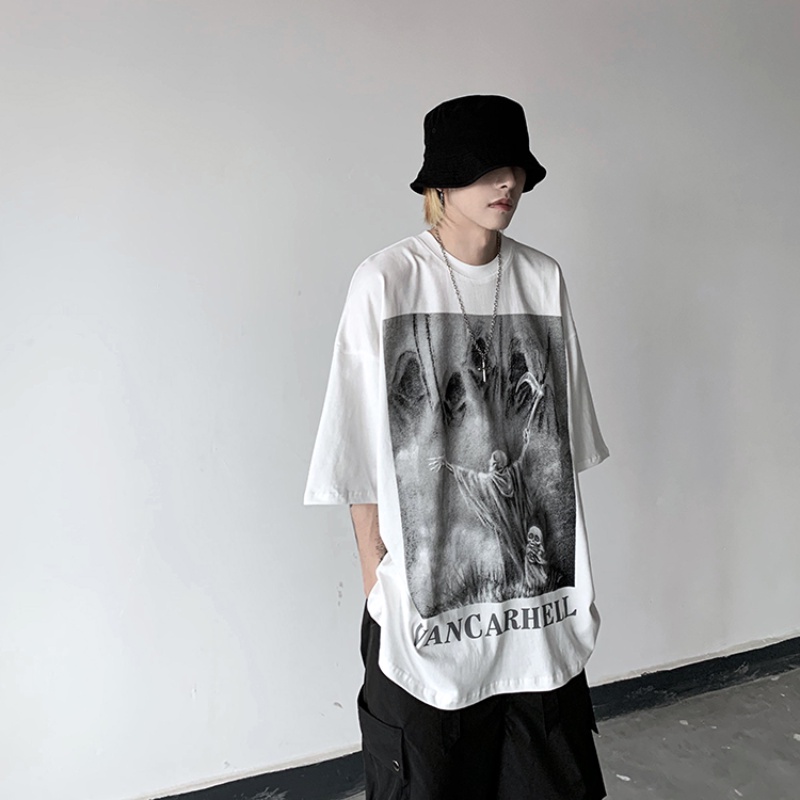 Áo thun tay ngắn cổ tròn in họa tiết độc đáo thời trang mùa hè dành cho nam size M-5Xl