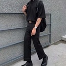 Áo Thun Tay Ngắn Cổ Cao Dáng Rộng Màu Đen Phong Cách Hàn Quốc Thời Trang Mùa Hè Cho Nam Size m-2xl