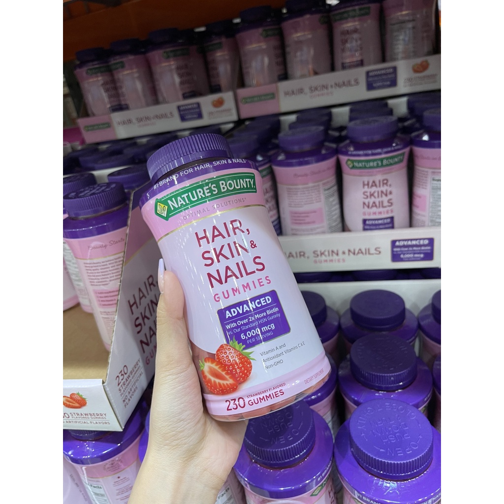 kẹo dẻo nature’s bounty hair skin nails gummies advanced 230v