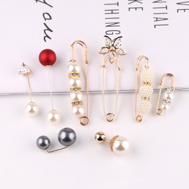Set 2 ghim khóa ngọc trai thu nhỏ kích thước thắt lưng quần jean vừa vặn tức thì có thể tháo rời thông dụng