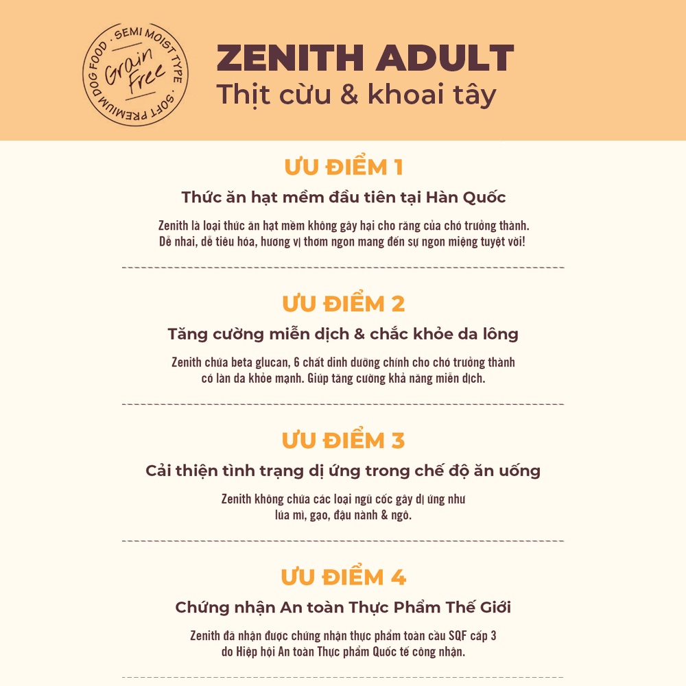 Hạt mềm Zenith Adult cho chó lớn túi 1,2kg