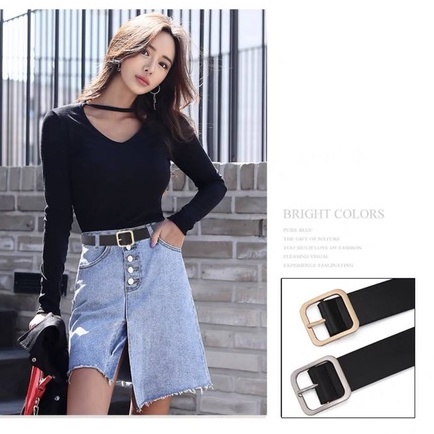 Thắt Lưng Nữ Nam Unisex Kim Tròn KT001, Dây Nịt Nam Nữ Da Mềm Mặt Vuông Tròn Thời Trang Hàn Quốc