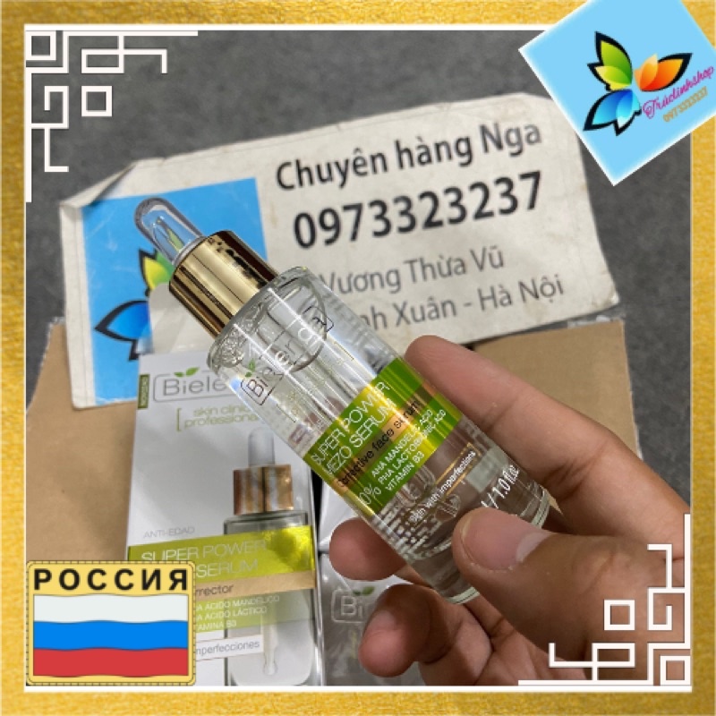 Serum  cho làn da dầu và có vết thâm Bielenda Super Power Mezo Serum với 10%AHA, PHA, vitamin B3 30ml