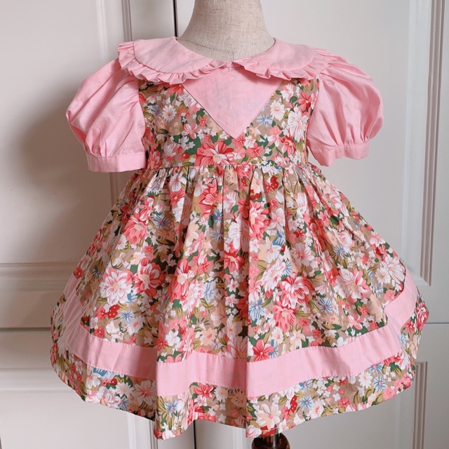 Váy đầm thiết kế bé gái từ 3 tháng tuổi (6-30kg) tiểu thư hoa hồng chất mềm mịn mát kèm turban