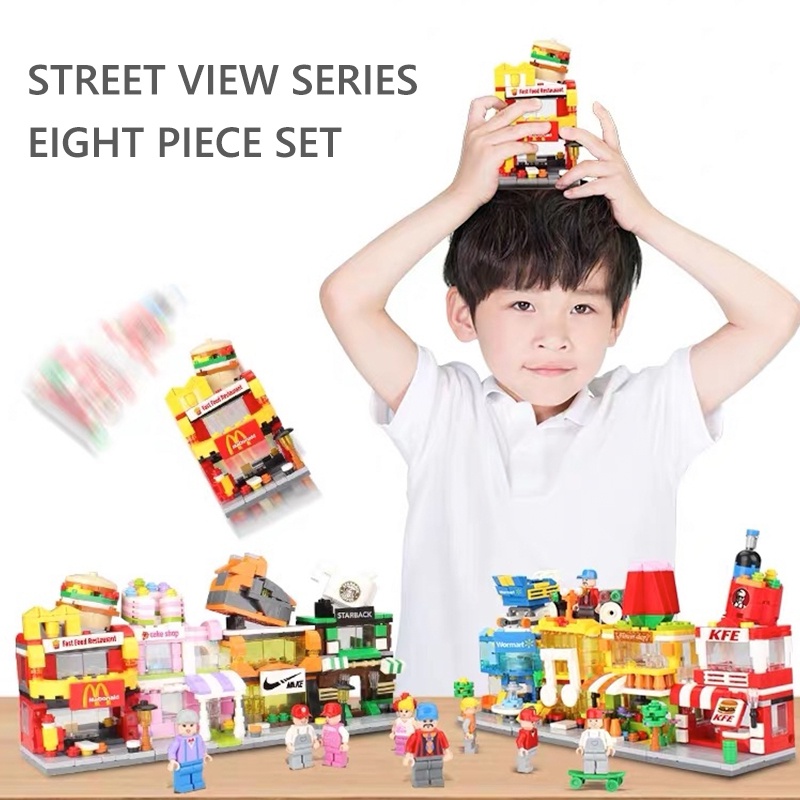 Đồ chơi lắp ráp mô hình khối xây dựng cửa hàng thương hiệu nổi tiếng thế giới City Street View Series quà tặng cho bé