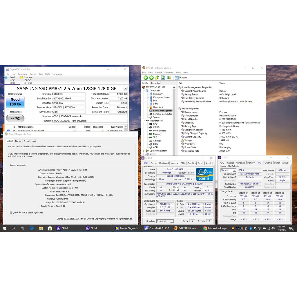 Laptop HP Folio 9470M Core i5, RAM 4G, SSD 128G, HD+ 14" - Đèn phím