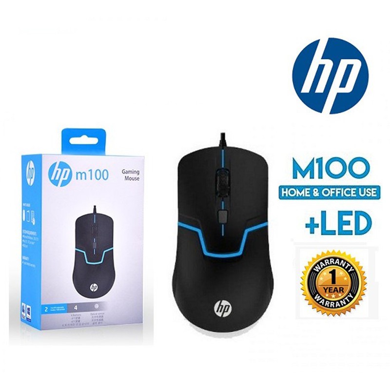 Chuột HP M100 USB WIRED OPTICAL SENSOR GAMING MOUSE 4 BUTTONS &amp; ADJUSTABLE 1000 - 1600DPI