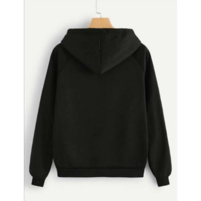 SALE 50% Áo hoodie khóa zip unisex black - hoodie dây kéo form RỘNG