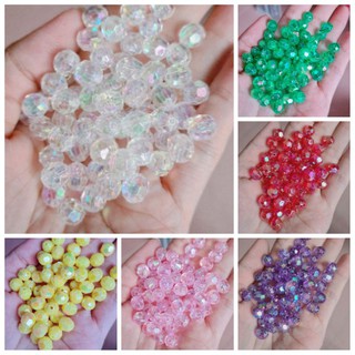 Khoảng 400 Hạt cườm góc cừ 8mm nhiều màu gói 100gr nhựa Acrylic