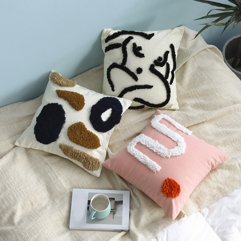 Vỏ Gối Hình Vuông Họa Tiết Hình Học Phong Cách Boho Hiện Đại