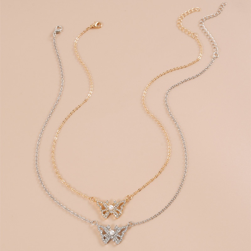 Flgo Set 2 Vòng cổ Hợp Kim Mặt Hình Bướm Sáng Tạo Phong Cách Âu Mỹ