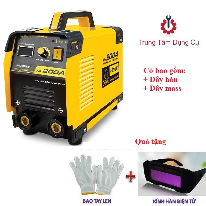 Máy hàn điện tử Hồng Ký HK 200A Tặng Kèm Kính Hàn Điện Tử Và Bao tay len