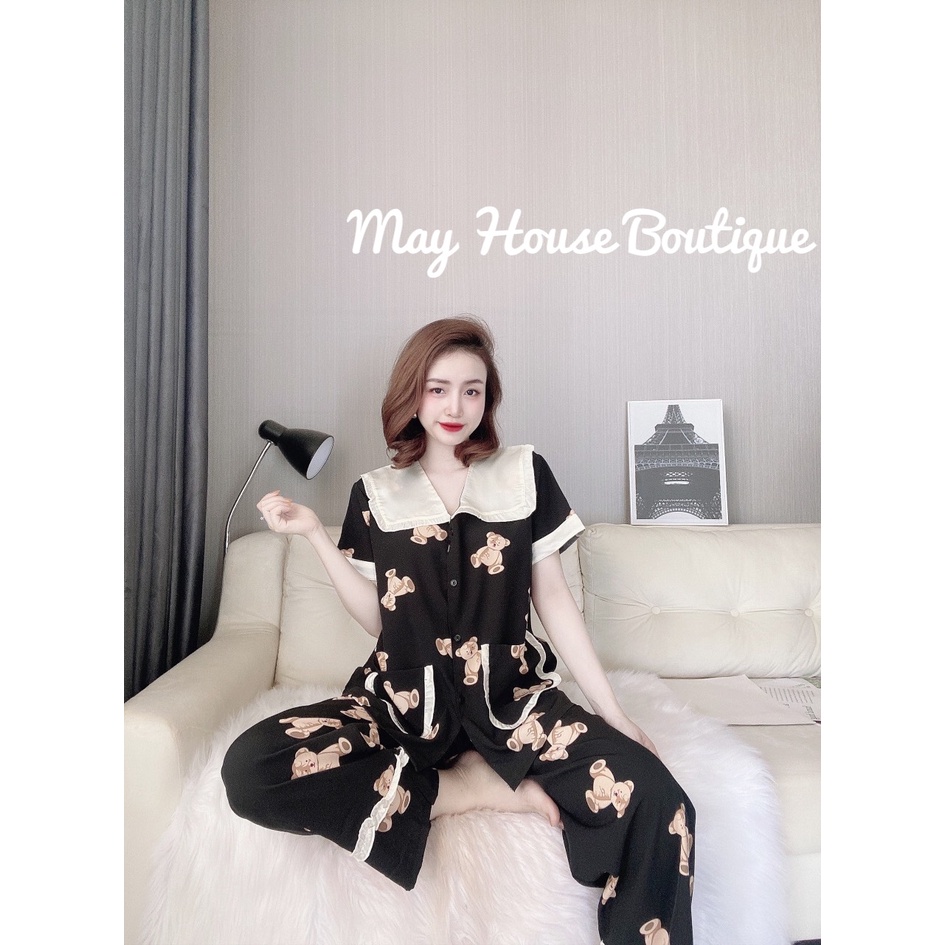 [ Bigsize 50-100kg ] Đồ Bộ Dài Tiểu Thư Bèo Nhún Lụa Nhật kiểu Hai Túi Cho Nàng Múp | BigBuy360 - bigbuy360.vn
