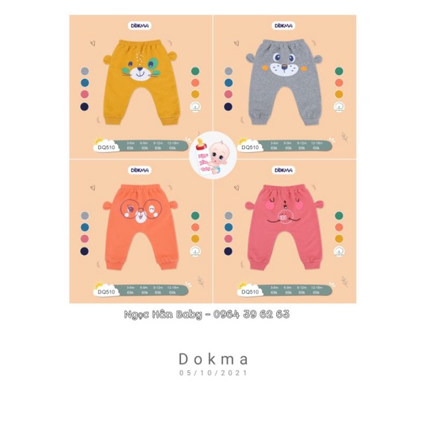 Quần dài đáp đũng Dokma mông thú chất da cá size 6m-24m