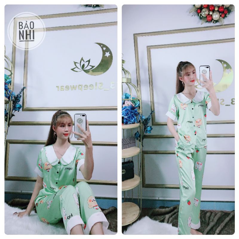 chuyên sỉ - bộ dài pijama lụa Latin cao cấp