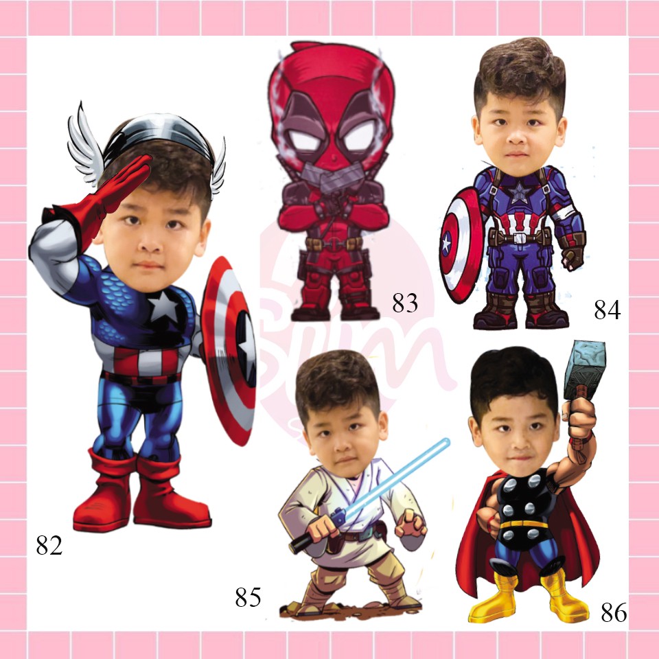 Thiết kế hình Chibi trang trí tiệc sinh nhật, happy birthday, thôi nôi, đầy tháng theo yêu cầu cho bé trai nhóc trùm