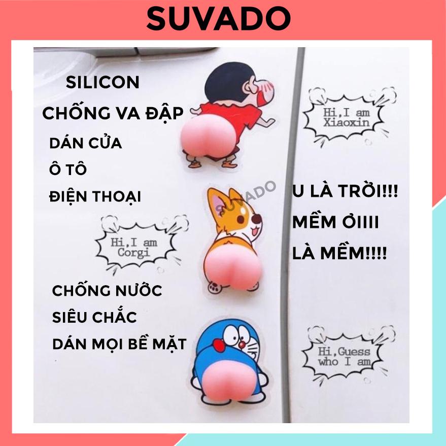 Miếng Silicon Hình Mông  Đào Sticker Dán Chống Va Đập Chặn Cửa, Ô Tô, Dán Lưng Điện Thoại Ngộ Nghĩnh giảm stress MDC