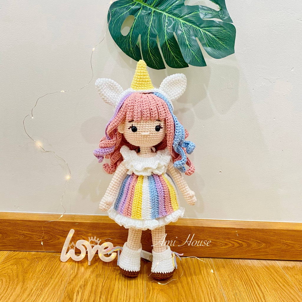 Búp bê len Sofia dễ thương, Búp bê móc len Handmade, 100% sợi cotton đáng yêu - Ami House
