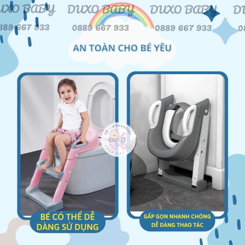 Thang bô vệ sinh cho bé có đệm .Thang ngồi bồn cầu / bệ thu nhỏ bồn cầu có thang đi vệ sinh cho bé