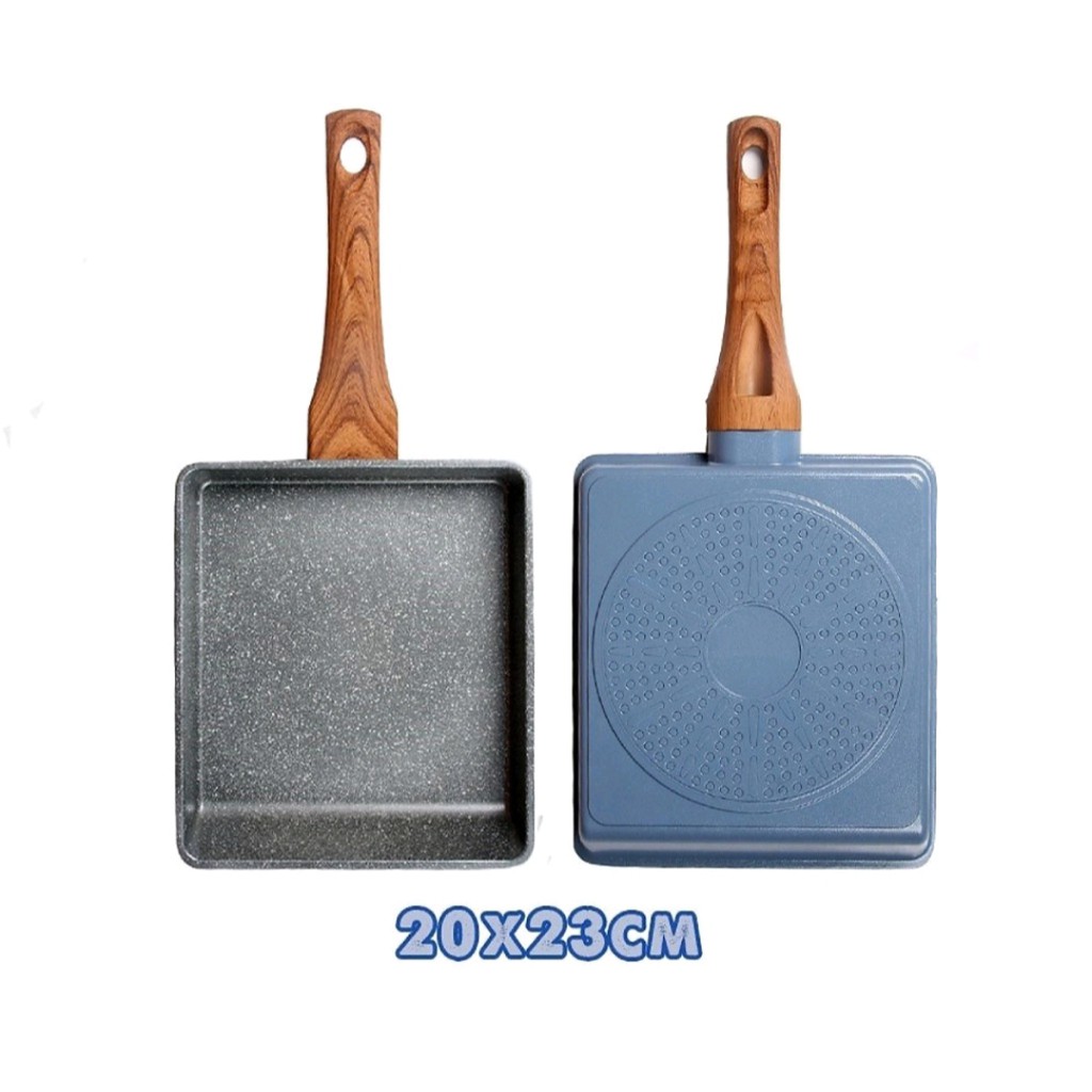 CHẢO ĐÚC TRỨNG VÂN ĐÁ ECORAMIC HÀN QUỐC 20*23CM. Dùng được bếp từ.