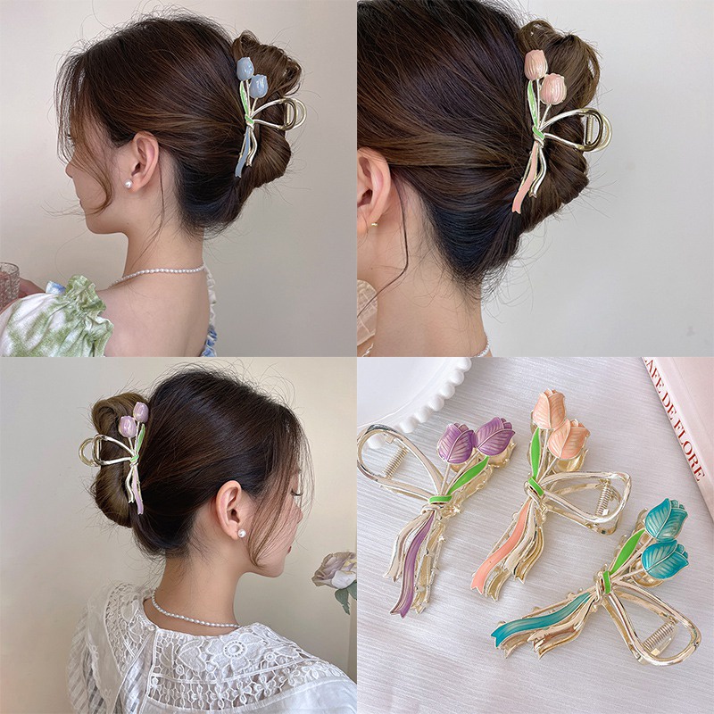 Kẹp Tóc Hoa Tulip Lớn Thời Trang Mùa Thu Mới Cho Nữ