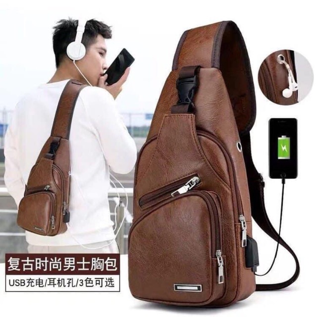 Túi da đeo chéo nam