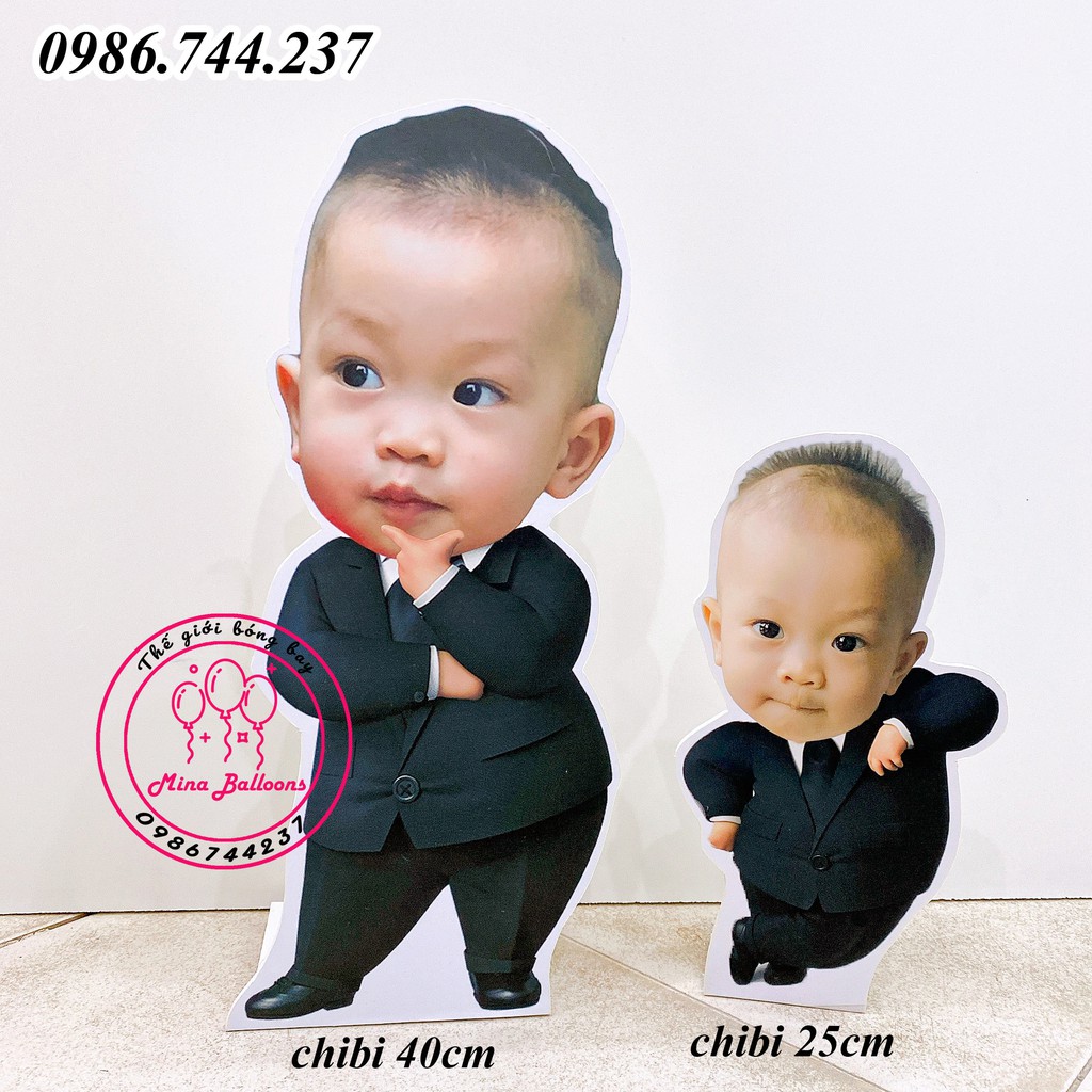 Hình Chibi cỡ to 40cm cho bé trai, thiết kế hình Chibi trang trí tiệc sinh nhật