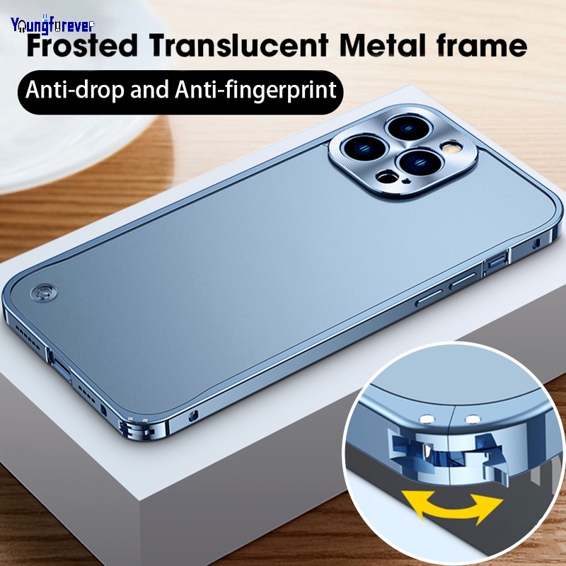 Ốp Điện Thoại Trong Suốt Viền Kim Loại Sang Trọng Chống Rơi Cho iPhone 13 Pro Max