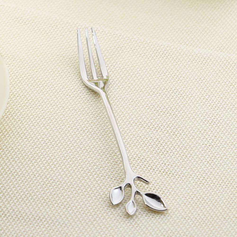 [FORU] Matefield Leaf Shape Gold Silver Coffee Spoon Fork Kitchen Dining Room Bar Cutlery