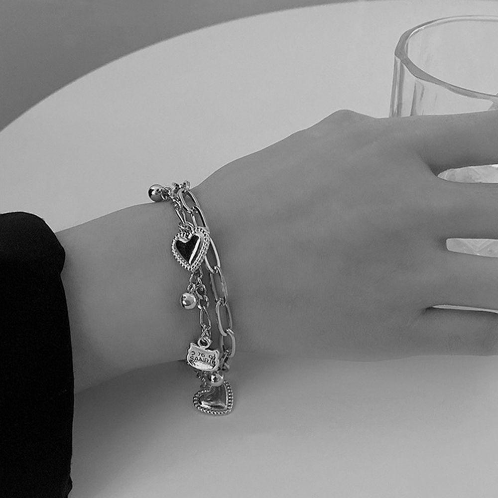 Vòng Tay Hai Lớp Họa Tiết Mèo Hello Kitty Đơn Giản Phong Cách Hàn Quốc