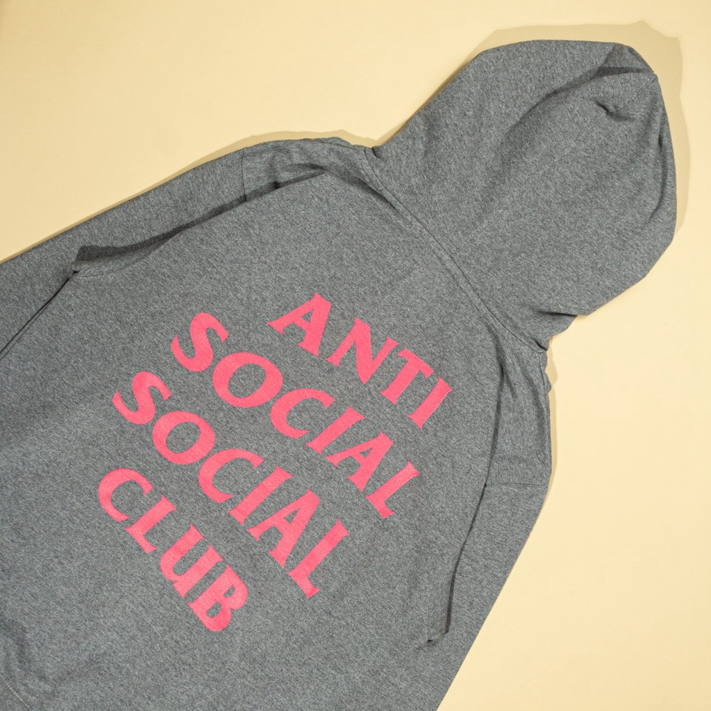 ÁO ANTI SOCIAL SOCIAL CLUB HOODIE GREY LOGO PINK