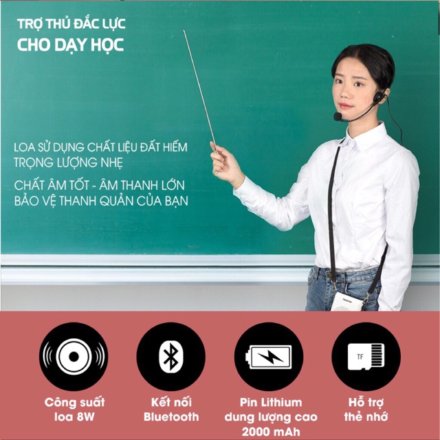 Máy trợ giảng Takstar E220 có 2 mic không dây và có dây bắt tần sóng hệ đài FM