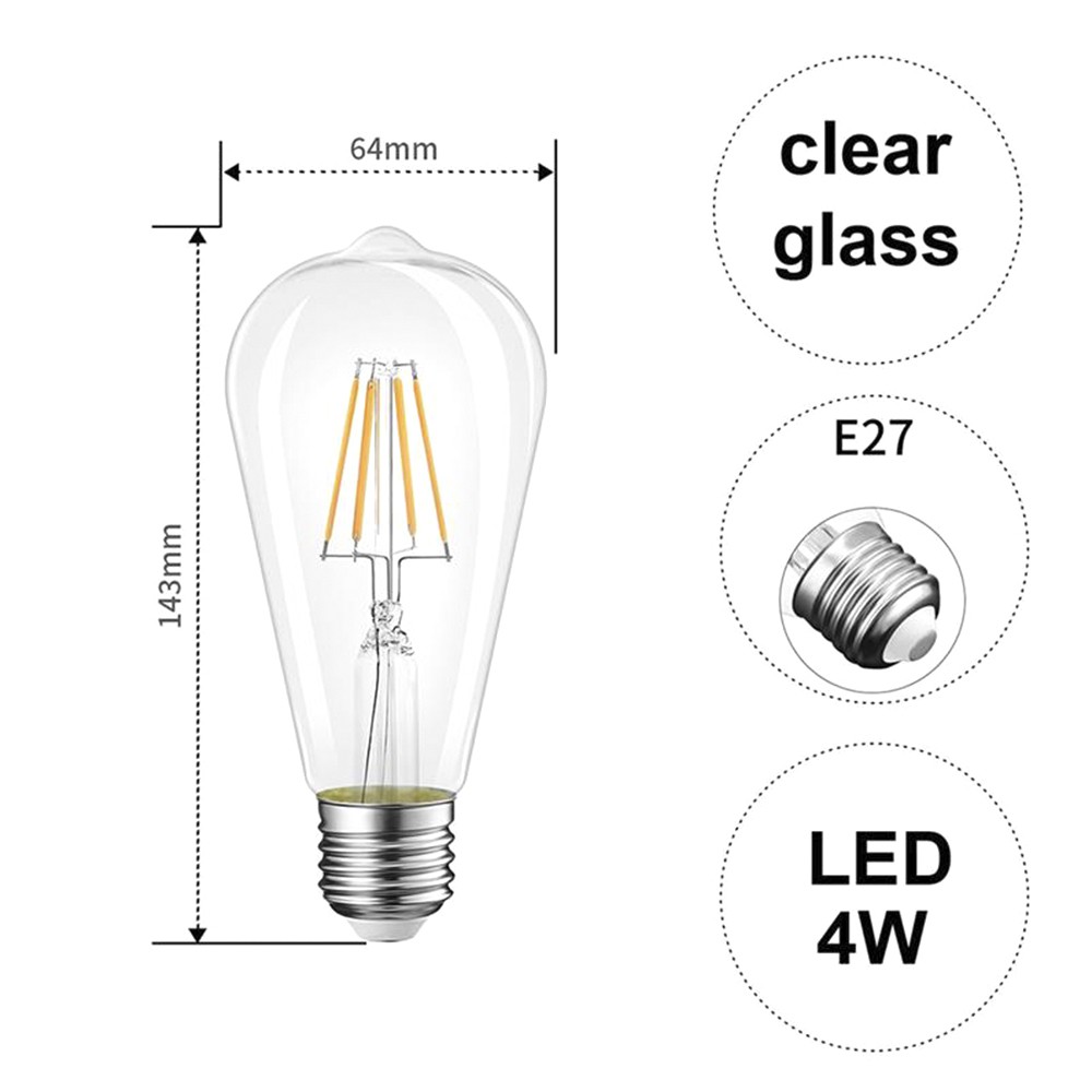 Bóng Đèn Led Vintage Edison ST64 Nhiều Màu - Bóng Đèn Cổ Điển Nhiều Mẫu Trang Trí Đẹp Ánh Sáng Vàng Hoặc Trắng