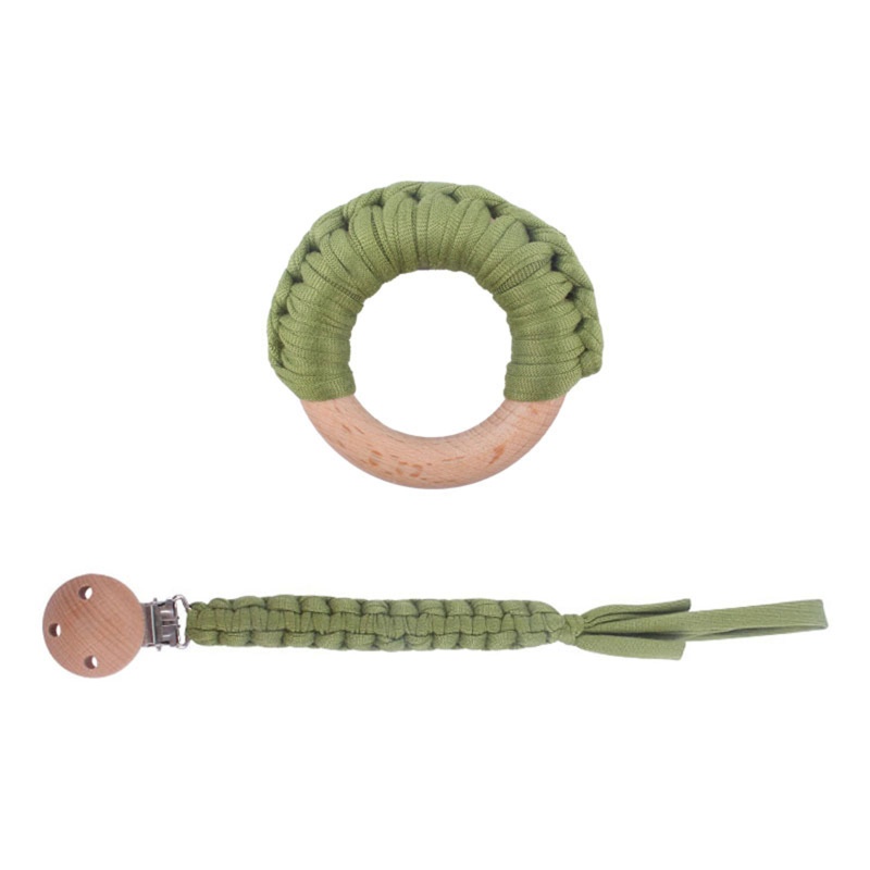Set 2 Vòng Kẹp Núm Ti Giả Bện Dây Xích Cho Bé Sơ Sinh Mọc Răng
