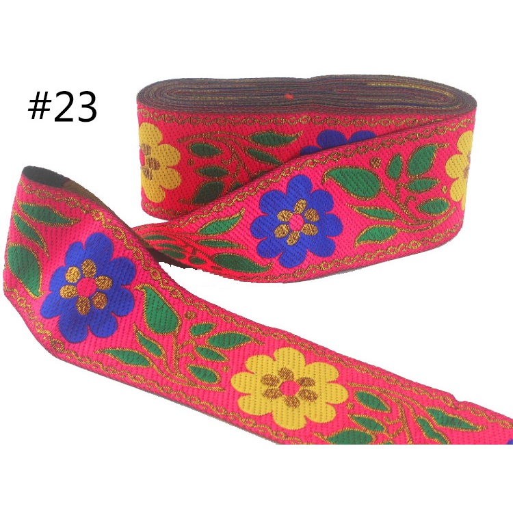 Set 7 Yards Vải Ren 5cm Họa Tiết Dân Tộc Dùng Làm Dây Ruy Băng Thủ Công DIY