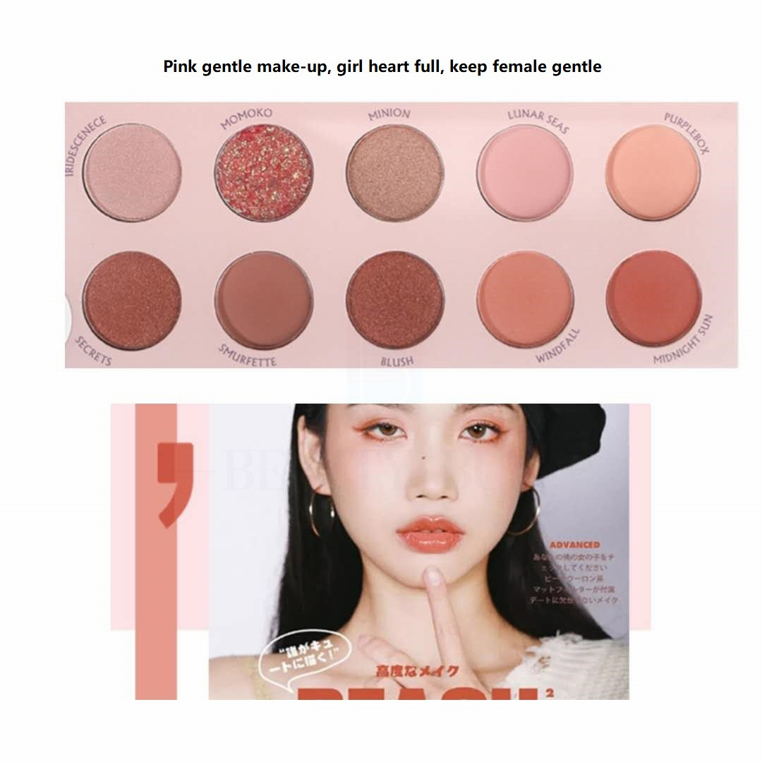 💐Hot Sales Promotion 💖💐Miss Peach Ten-Color Eye Shadow Disc Pearlescent Matte Make Up For Kids Eyeshadow Palette Eyeshadow Pallette Cosmetic Peach Makeup Set Palette Make Up Earth Color Waterproof No Fainting Makeup 6118