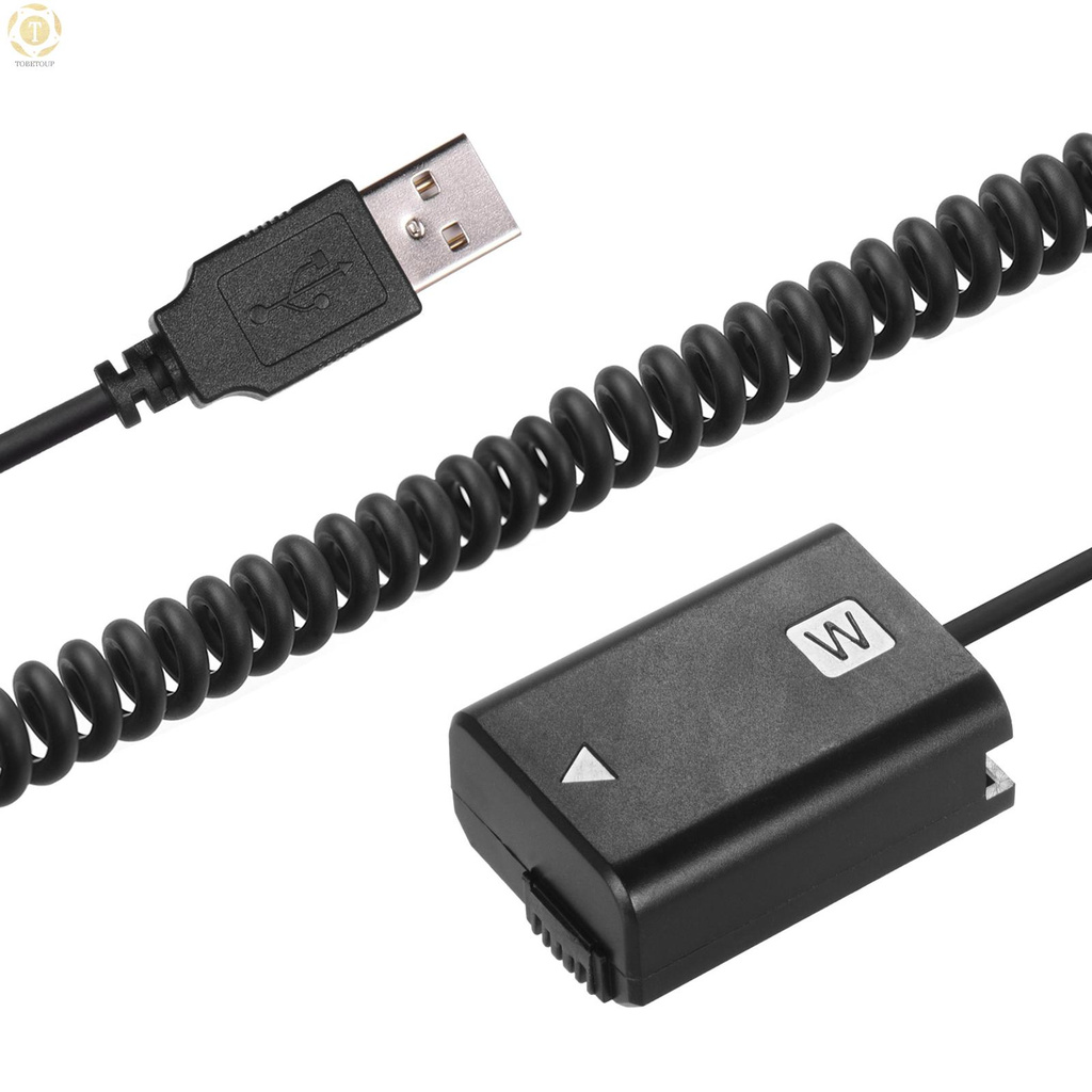 Shipped within 12 hours】 Andoer 5V USB NP-FW50 Dummy Battery Pack Coupler Adapter with Flexible Spring Cable Compatible with Sony A7 A7II A7R A7S A7RII A7SII A6000 A5000 A3000 NEX5 NEX3 ILDC Camera Connector [TO]
