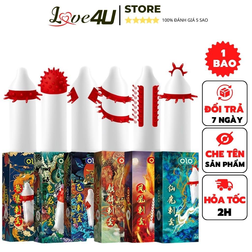 Bao cao su OLO gân gai mềm có bi silicon tăng kích thước nhiều gel kéo dài thời gian quan hệ B03- LOVE4U