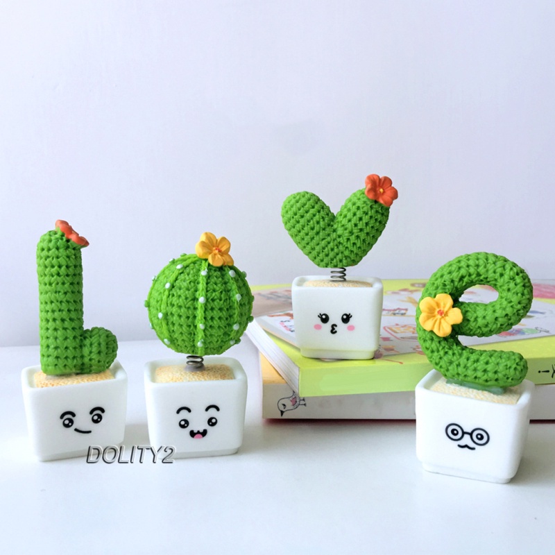 4Pieces Cactus Plants in White Pot Faux Succulents Desktop Decor Toy
