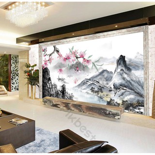 Tranh dán tường 3d trang trí phòng khách phòng ngủ hiện đại, Phong cảnh Sơn thủy-phong thủy (tích hợp sẵn keo) MS999948