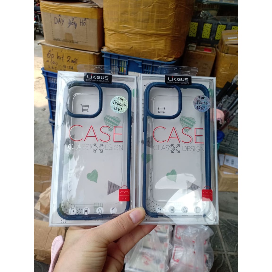 Ốp Lưng LiKgus trong viền màu mỏng iPhone XS max/11 Pro max/12/12 Pro/12 Pro max/ Iphone 13