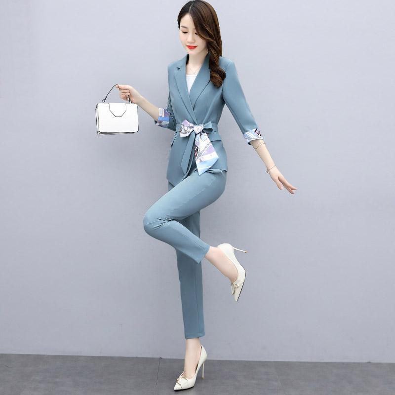 Set áo + quần công sở mùa thu phong cách Châu Âu mới cho nữ 2021 spring8month10