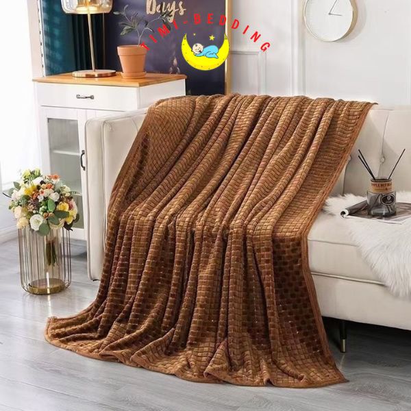 Chăn lông tuyết kẻ hình vuông, tăm cao cấp, mềm mại và ấm áp kích thước 2x2,3m nặng 1,5kg – Timibedding