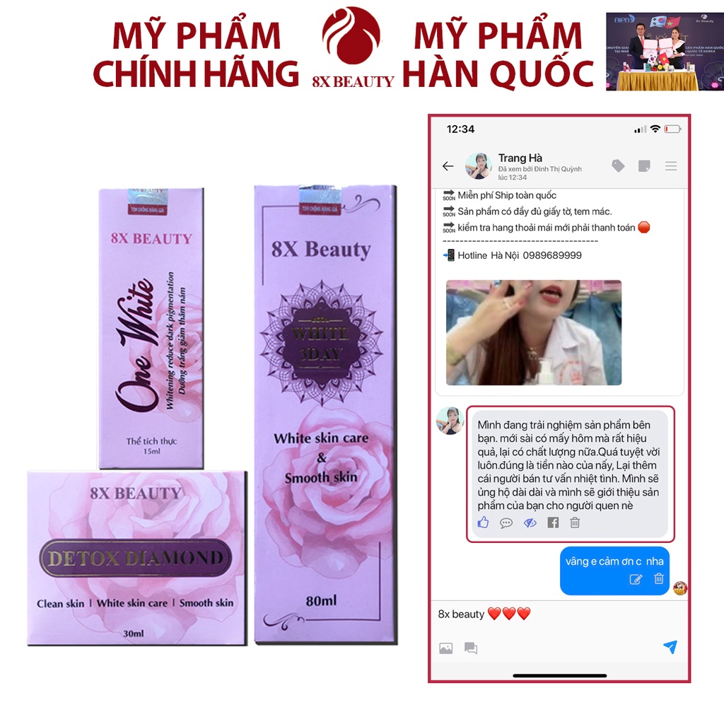 Kem Ủ Trắng Mặt Tinh Chất Sâm Đò White 3 Day 8x Beauty Ủ Trắng Mặt 80ml