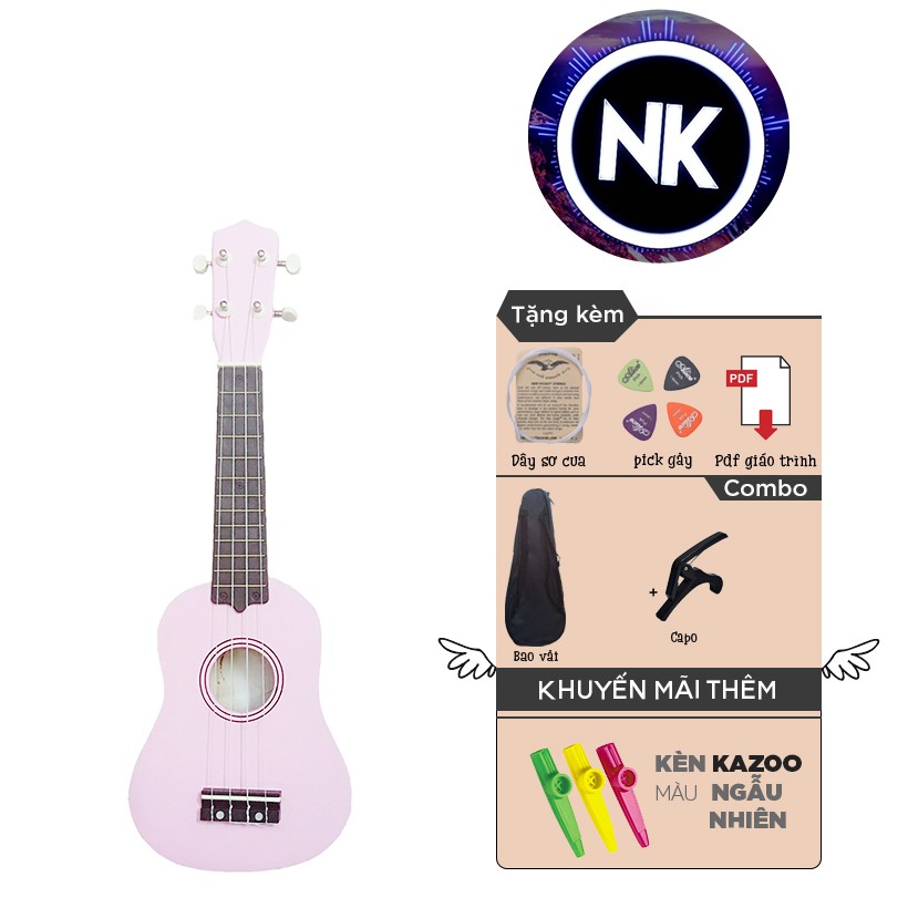 (MUA 1 ĐƯỢC 8) Đàn Ukulele Soprano 21" Full Phụ Kiện + Bao Vải + Capo + Kèn Kazoo